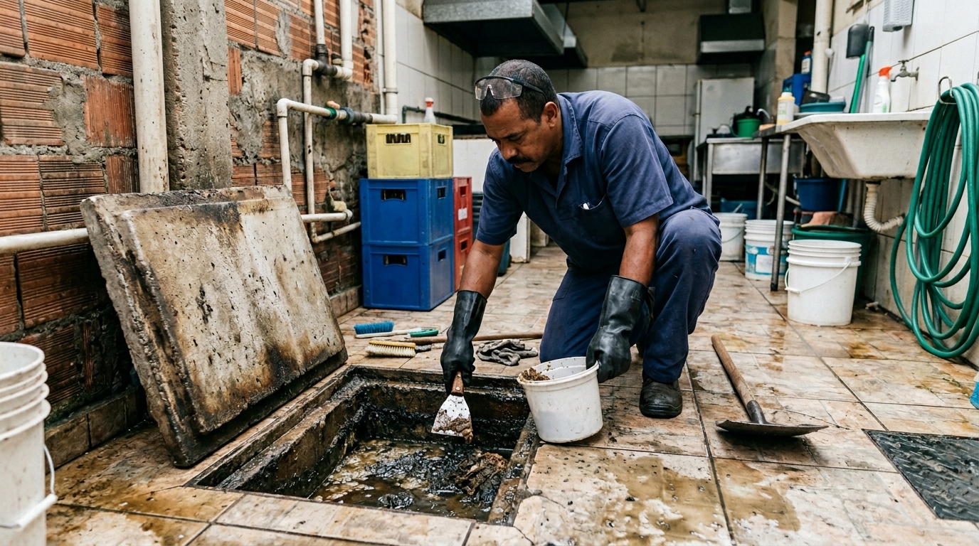 Limpeza de caixa de gordura residencial em Niterói‑RJ